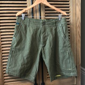 Kuhl shorts, size 34, olive green color